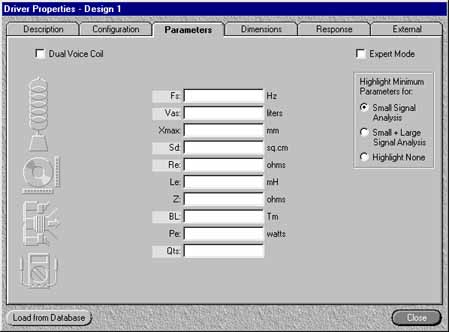 The minimum parameters for a small-signal and/or large-signal analysis can be highlighted.